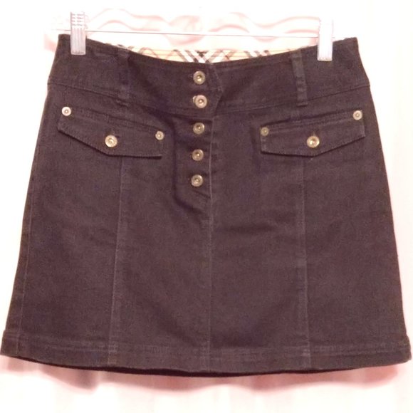 BURBERRY Blue Label, Black Denim Mini Skirt Button-Front (Size-See Measurements) - Picture 1 of 12